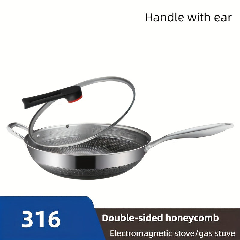 13-Inch Stainless Steel Wok Dishwasher Safe Cookware for Home Camping and Gatherings