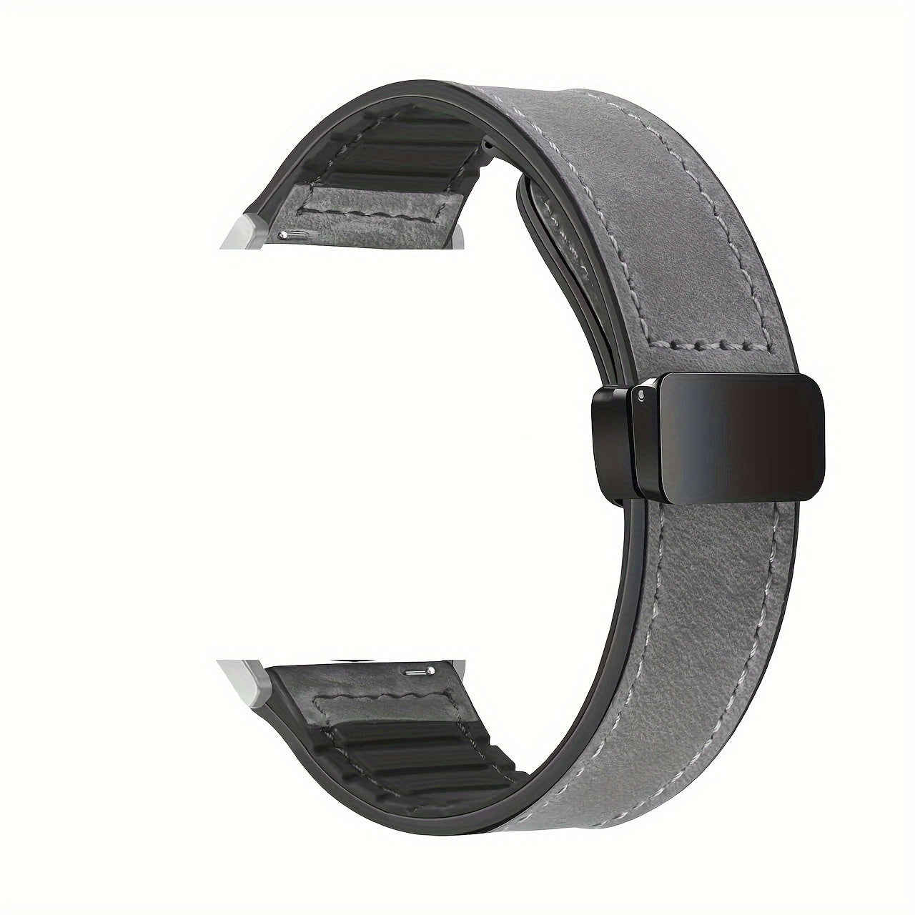 Faux Leather Watch Strap with Foldable Clasp for Galaxy, Huawei, Amazfit Smartwatches