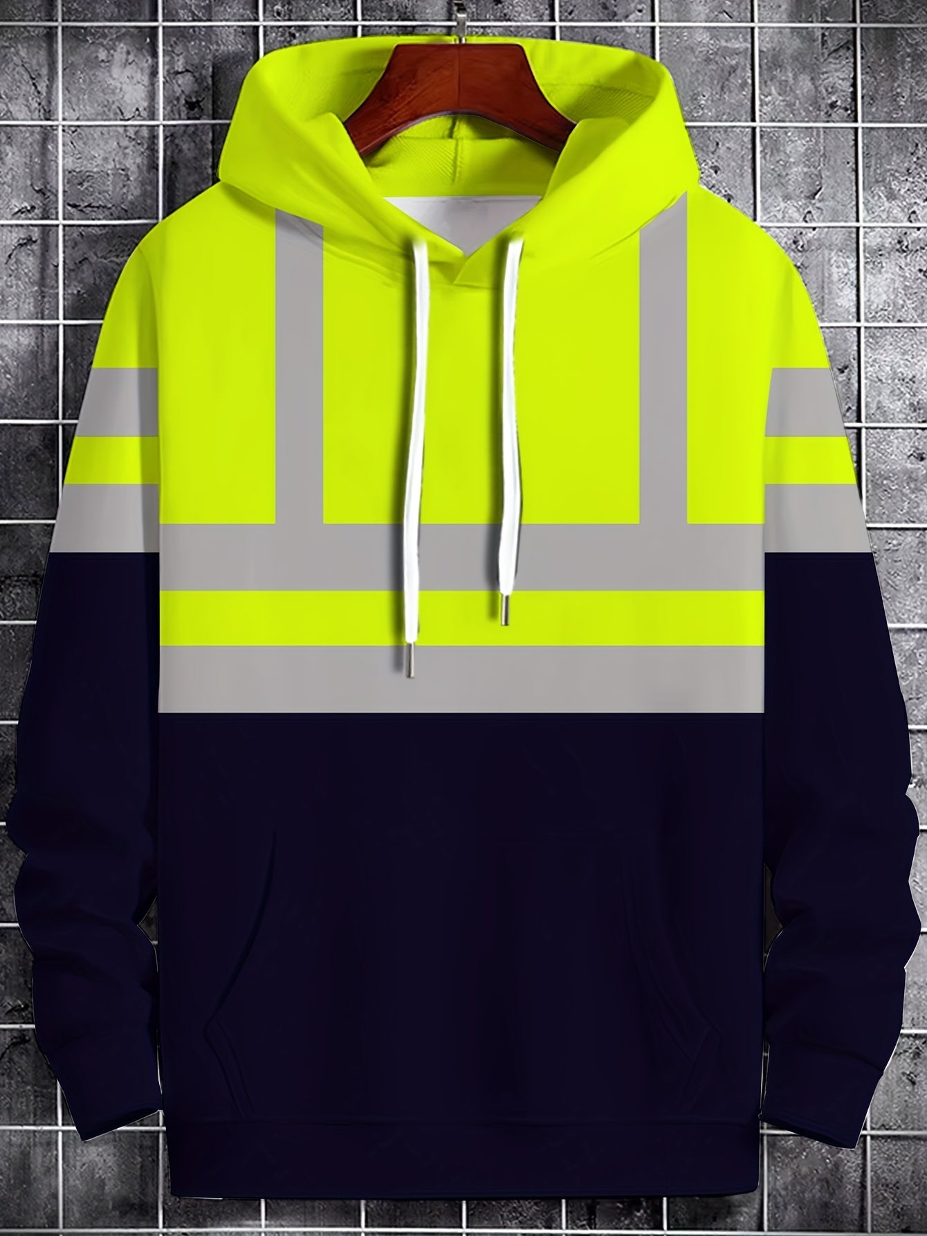 Men's Plus Size Hooded Sweatshirt Polyester Patterned Casual Long Sleeve