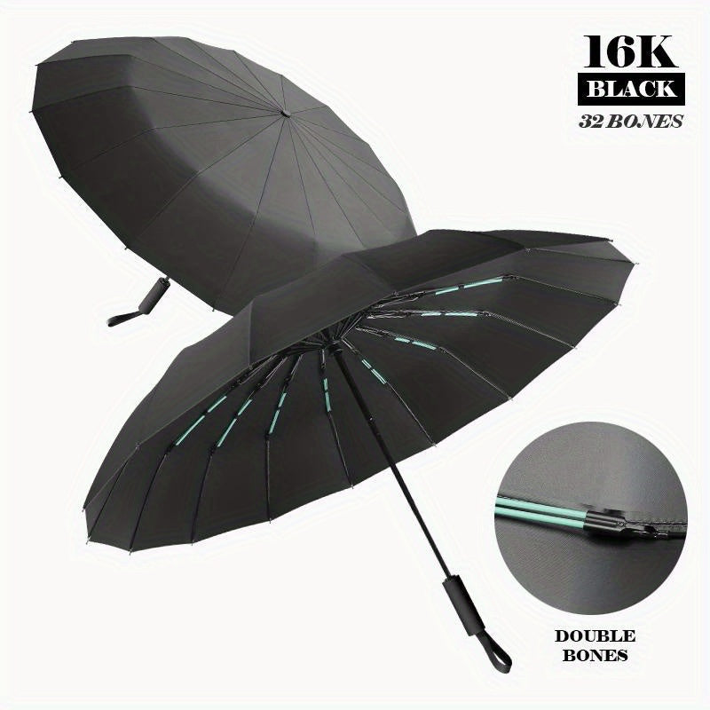 Large Automatic Windproof Umbrella 16K Double Ribs Portable Rain Sun UV Blocking