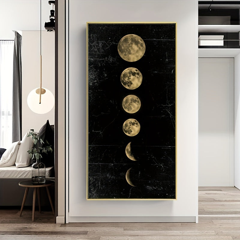 Minimalist Moon Eclipse Canvas Wall Art for Living Room Bedroom Decor 15.7x31.5 Inch
