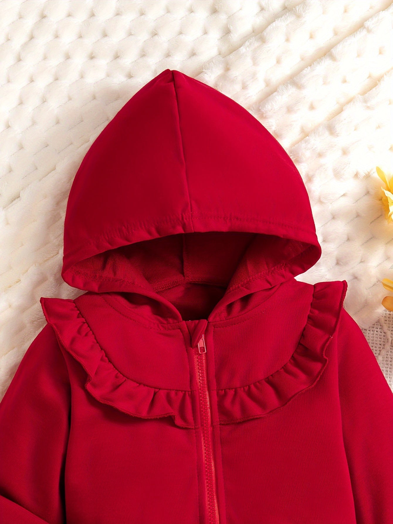 Girls' Long Sleeve Hoodie and Pants Set with Zipper and Lace for Fall Winter