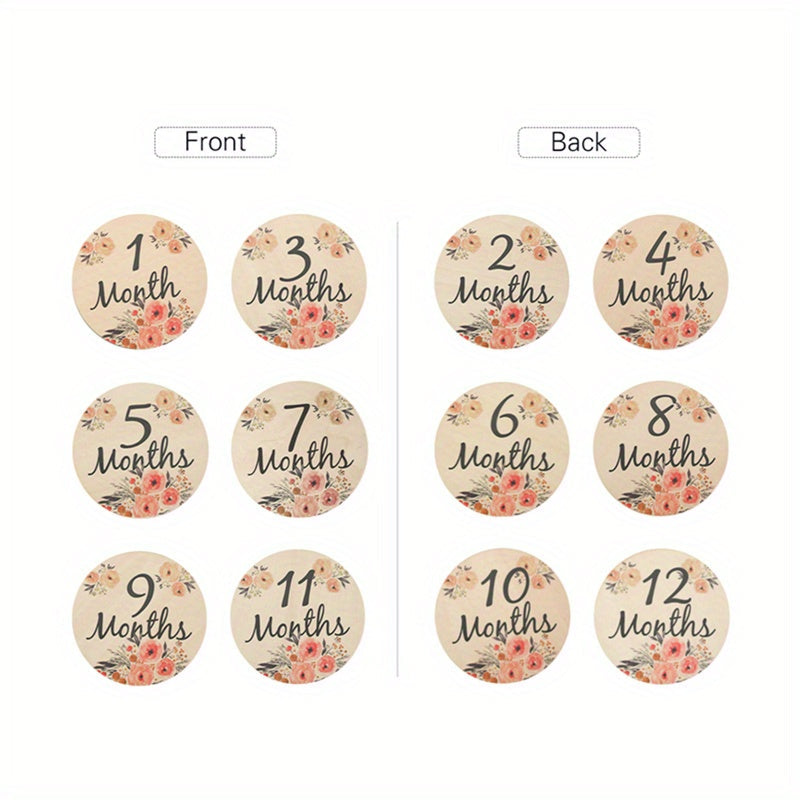 Premium qo'l bilan tayyorlangan yog'och gullar yangi tug'ilgan chaqaloq milestoni, chaqalog'ingizning o'sishini har oyda mustahkam yog'och plyonkasi bilan kuzatib boring.