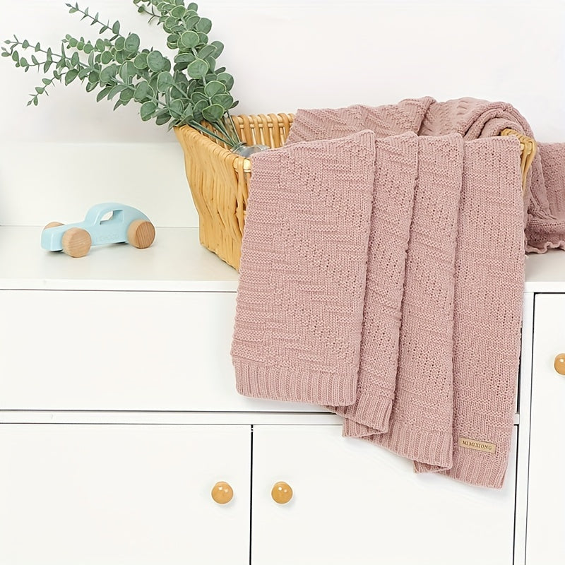 Solid Color Hand-Knitted Blanket for Home and Travel Use
