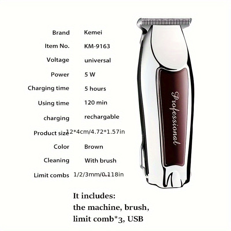 Cordless Men’s Hair Clipper with USB Rechargeable Lithium Battery and Multi-Function Trimming