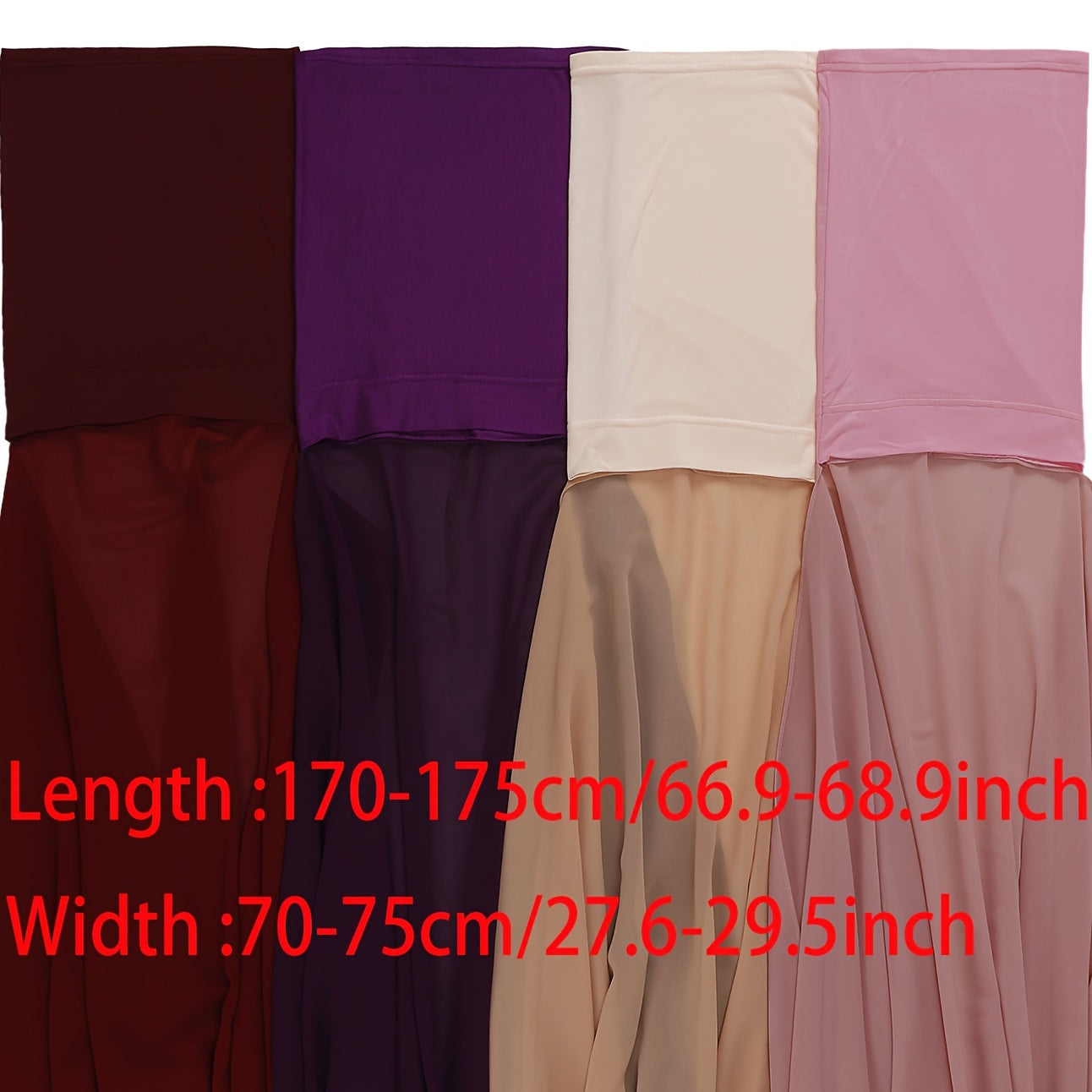 Juego de 2 pañuelos musulmanes instantáneos con gorro interior y pañuelo de chiffon para Ramadán