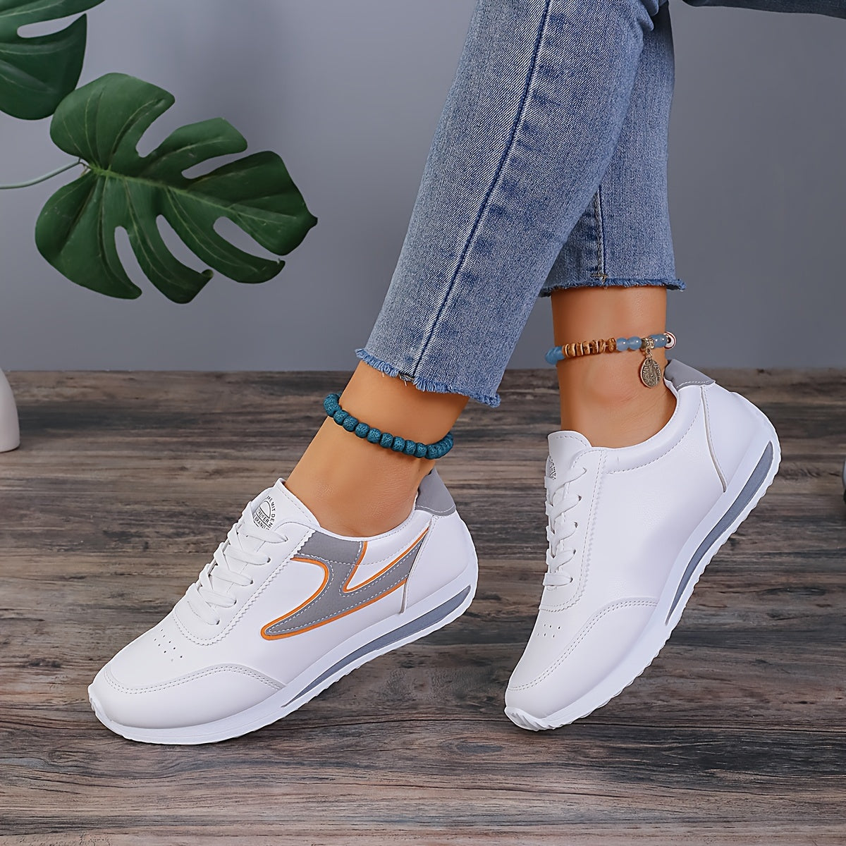 Women's Colorblock Sneakers with Soft Platform Sole Lace-Up Casual Walking