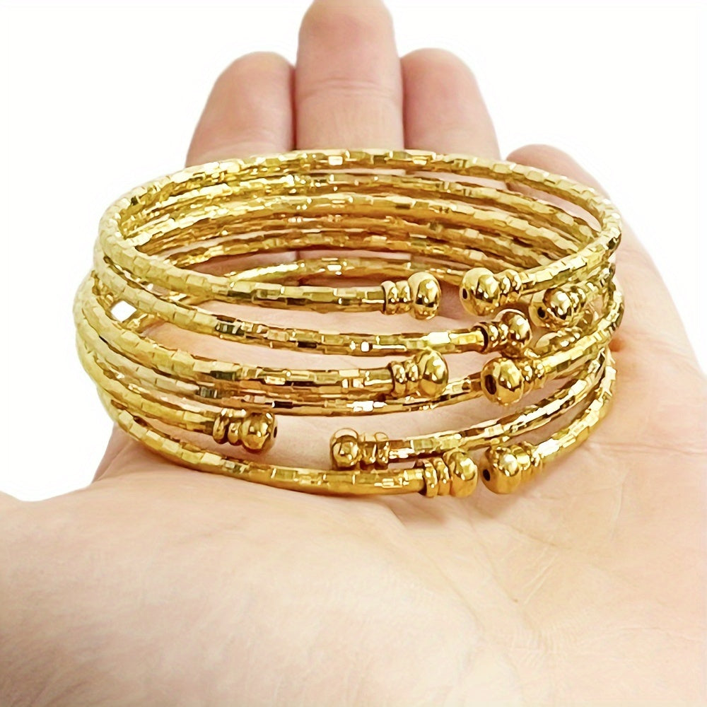 Set of Six Gold and Silver Bangles for Women, Wedding, Party, Gift