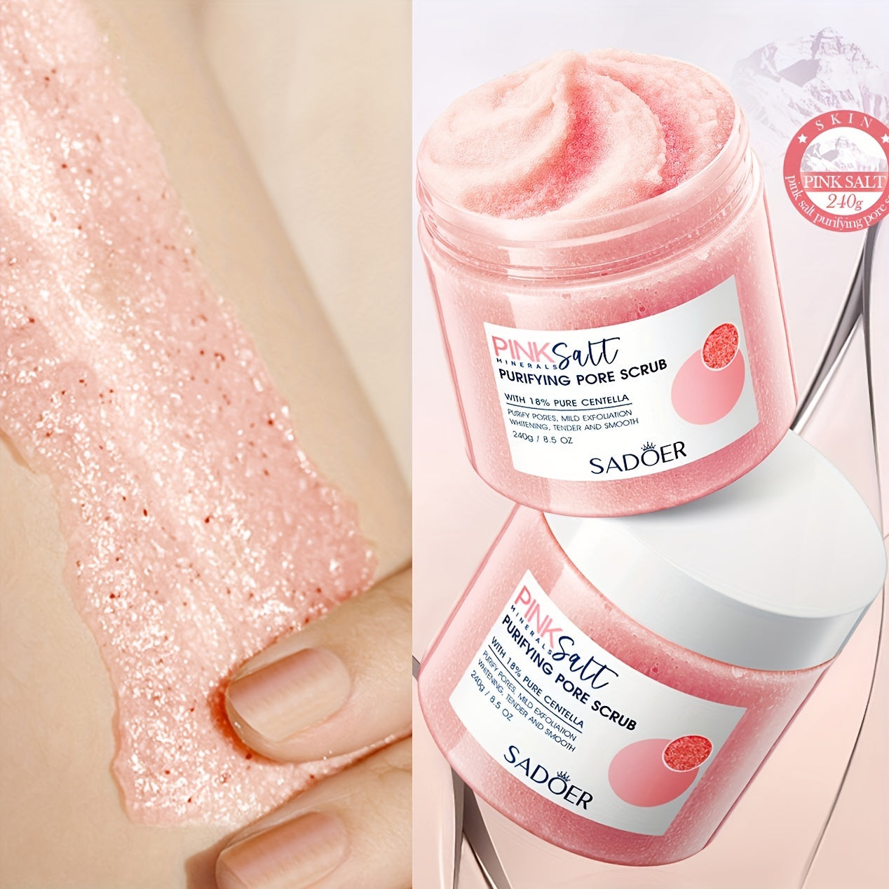 Exfoliante corporal de sal rosa del Himalaya para unisex 240g exfoliante de limpieza profunda