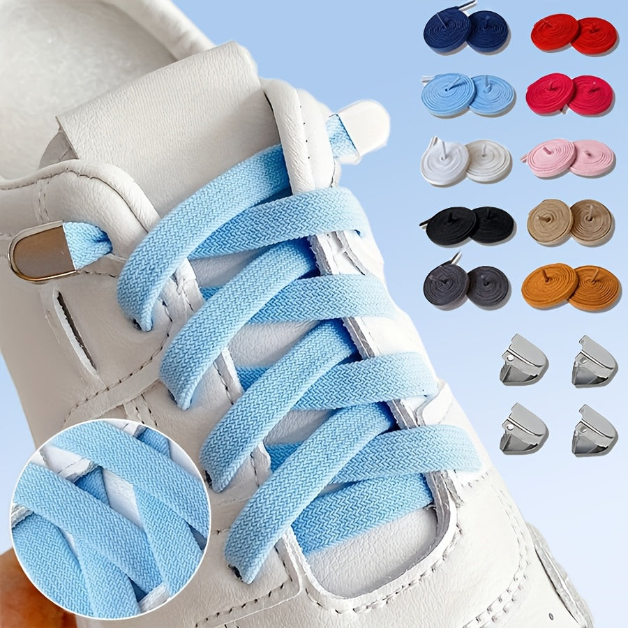 Unisex Elastic No-Tie Shoelaces Colorful Quick Slide for Sneakers Casual Shoes