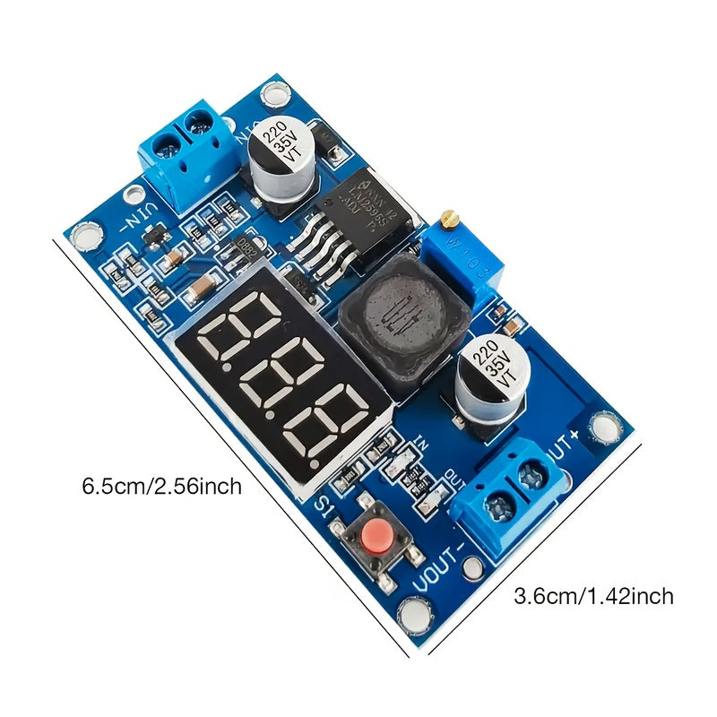 Adjustable DC-DC Buck Converter with LED Display 4-40V Input 1.25-37V Output High Efficiency Panel Mount