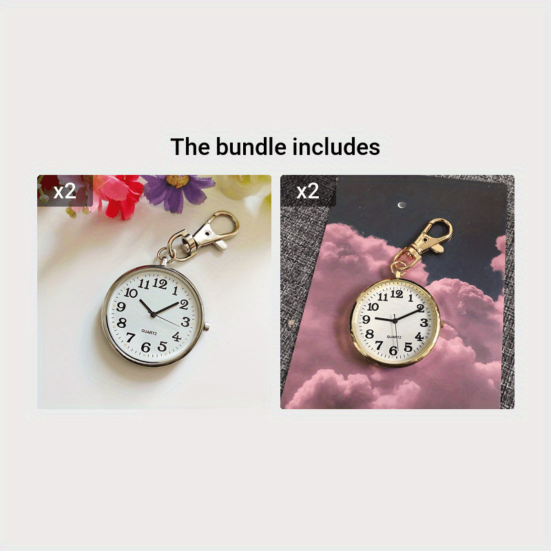 Large Number Nurse Exam Quartz Waterproof Pocket Watch with Key Chain for Students