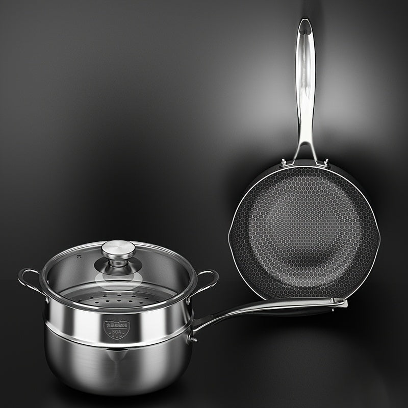 Stainless Steel Saucepan No Coating Dishwasher Safe for Noodles and Kids Meals