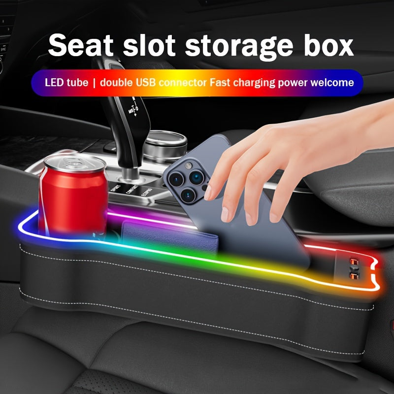 Car Interior Storage Box Voice-Activated Atmosphere Light Organizer Cup Holder