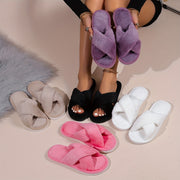 Zapatillas de peluche para mujer con suelas antideslizantes gruesas para uso en interiores y exteriores en otoño e invierno