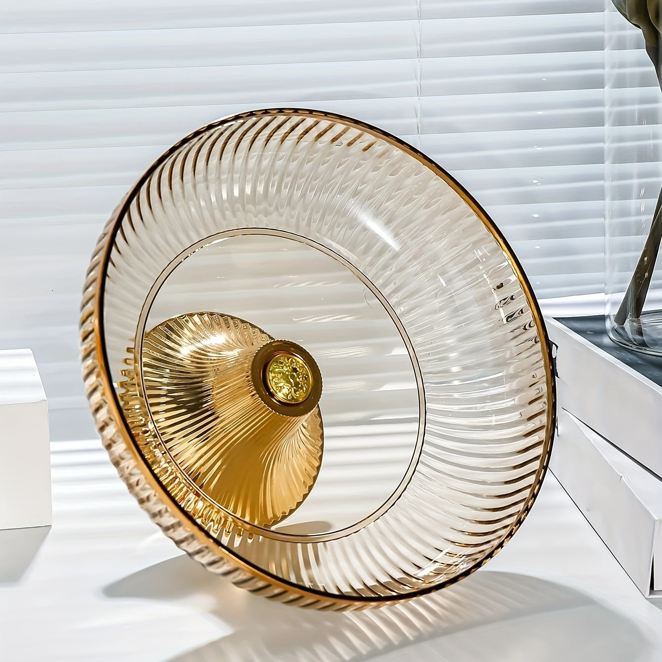 Acrylic Fruit Bowl with Gold Rim and Luxurious Texture for Snacks and Decor