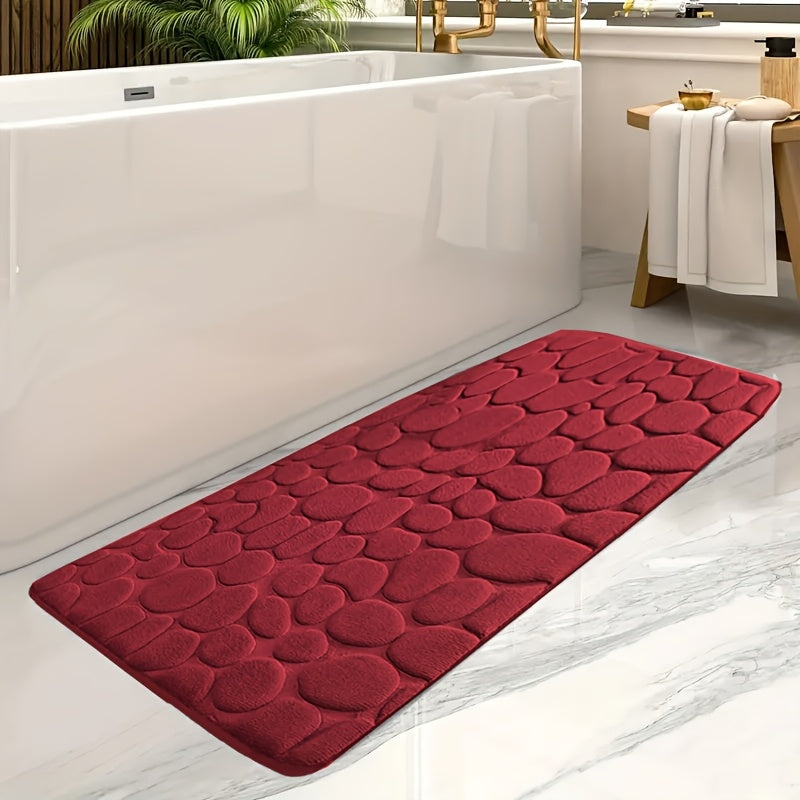 Coral Fleece Memory Foam Bath Mat Non-Slip Absorbent Geometric Design Machine Washable Entryway Rug