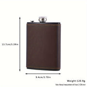 8-Ounce Stainless Steel Hip Flask with Faux Leather Case in Black or Brown