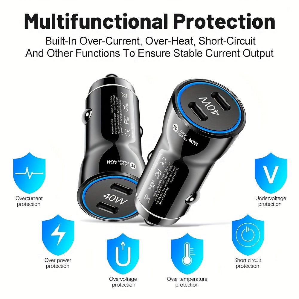 Kengaytirilgan PD Avtomobil Zaryadkasi USB Type C Tez Zaryadlovchi Telefon uchun, 40W