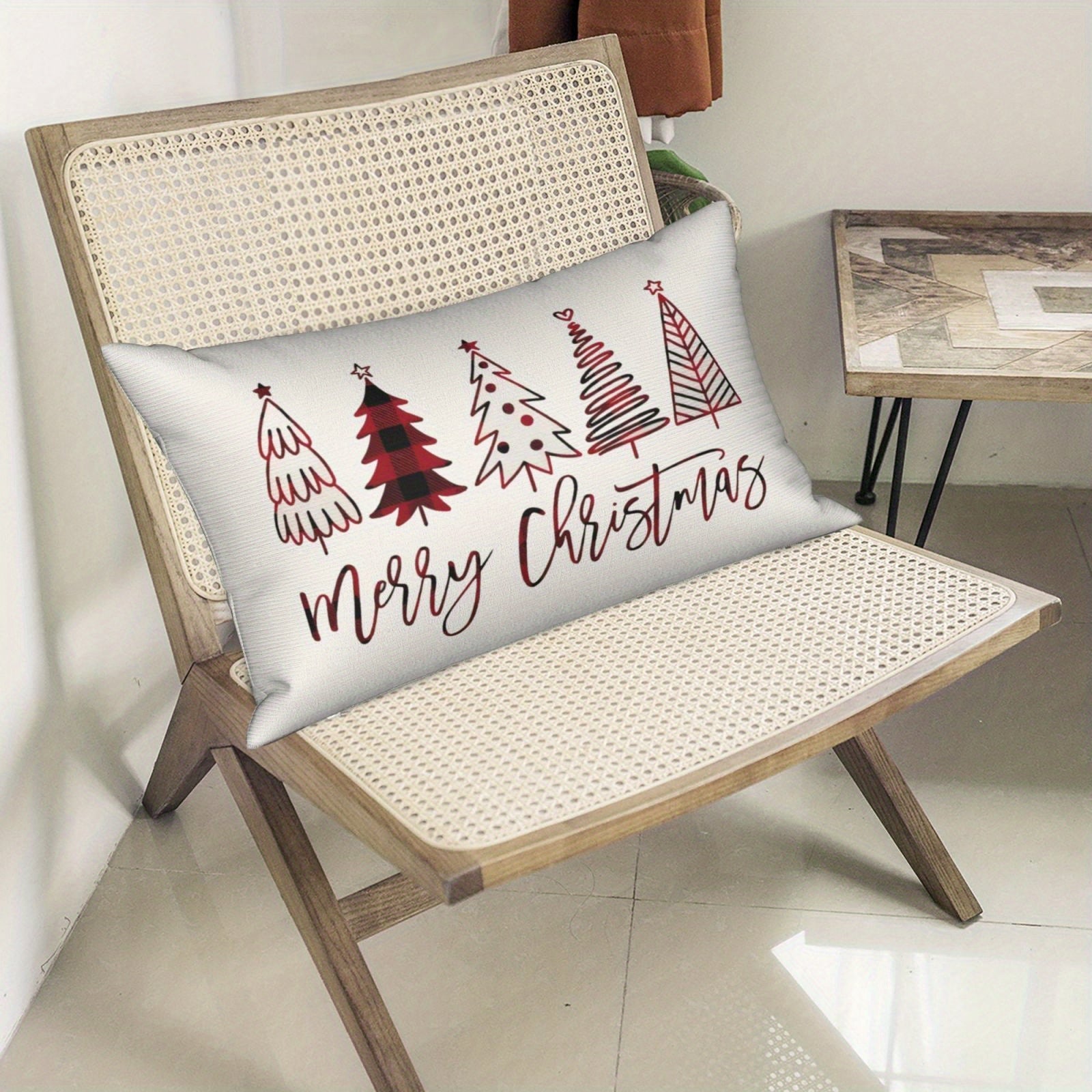 Современные рождественские наволочки для подушек - белые полиэстеровые декоративные чехлы с застежкой-молнией для различных стилей интерьера - легко стираются в стиральной машине - набор из 2/1