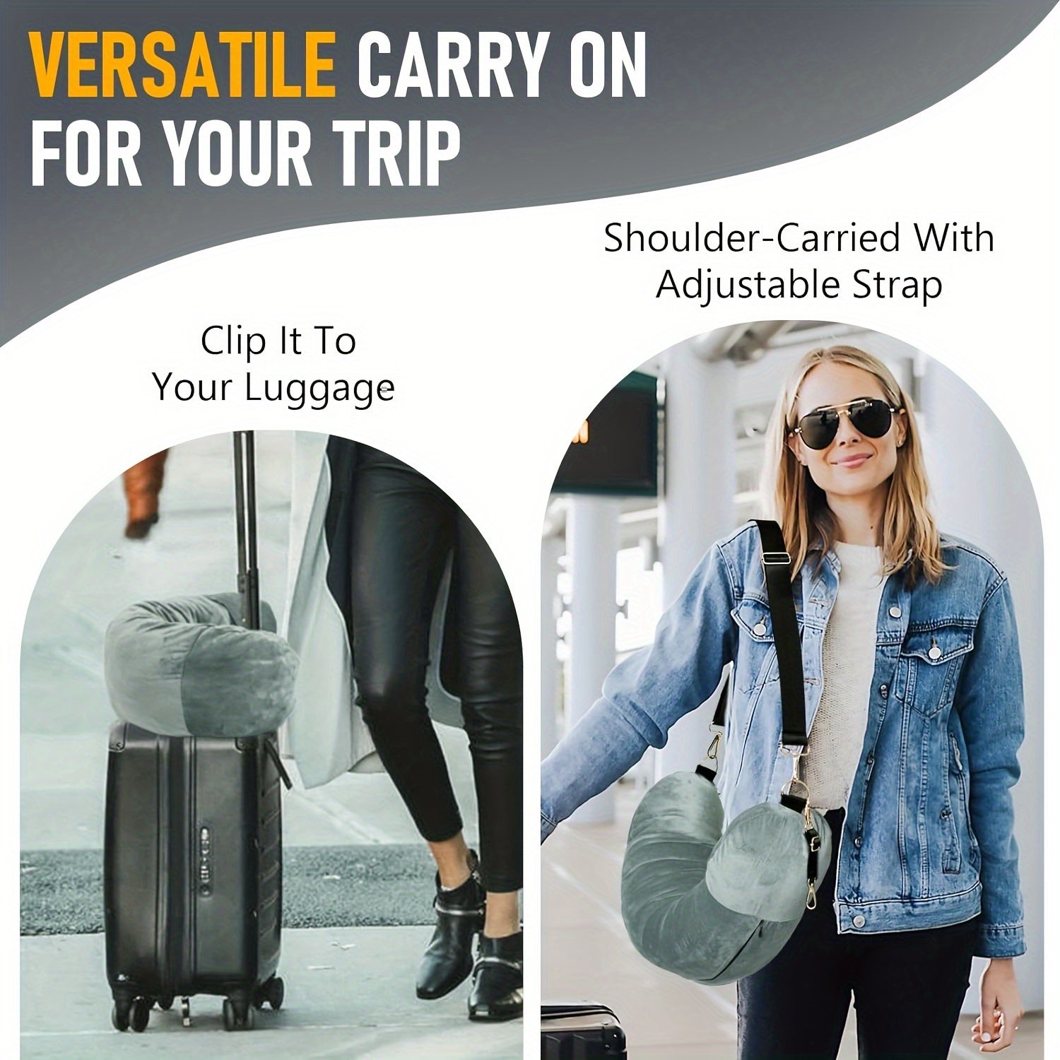 U-Shaped Travel Neck Pillow Soft Flannel Adjustable Strap Machine Washable