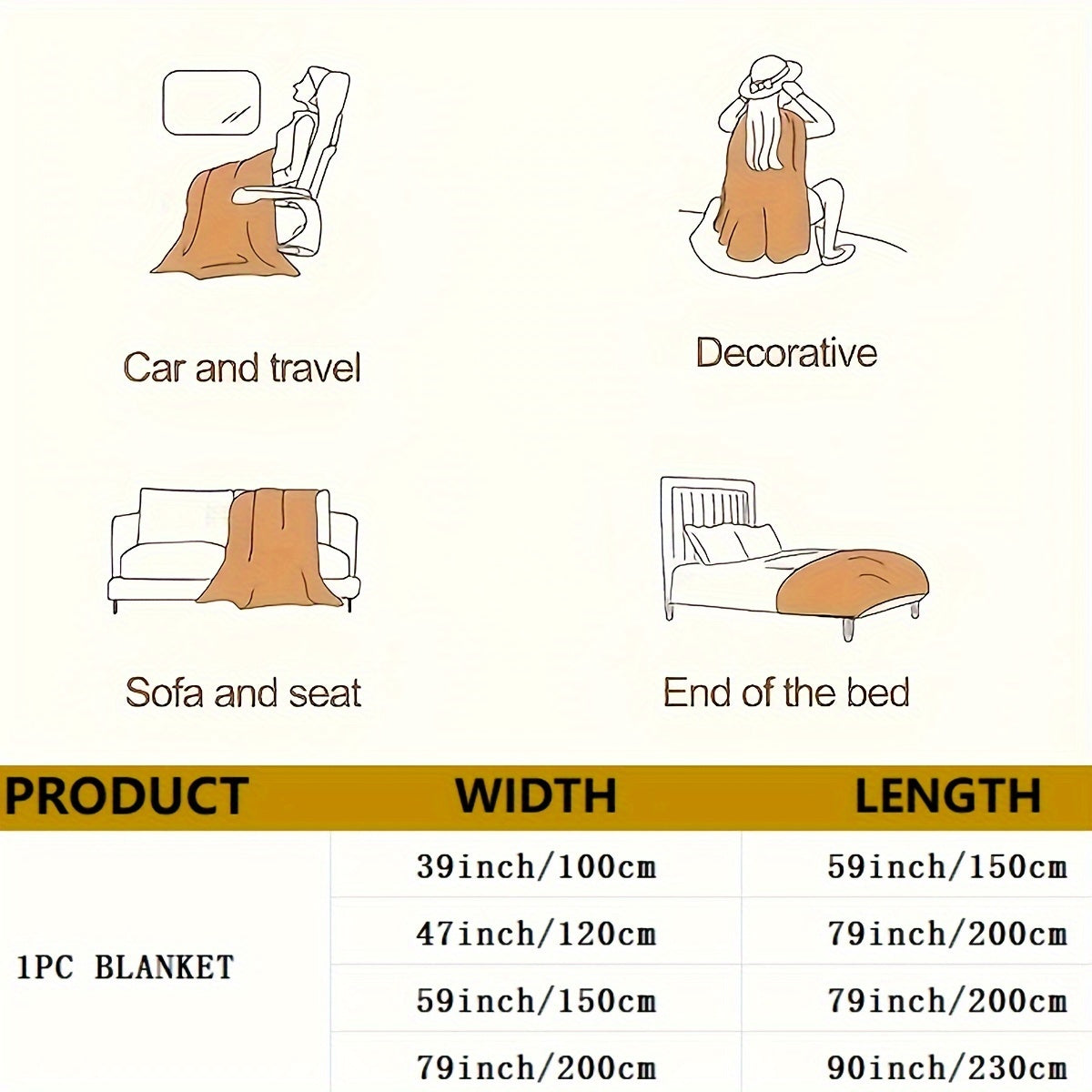 Double-Sided Faux Rabbit Fur Blanket Soft Warm Cozy for Bedroom Living Room Travel