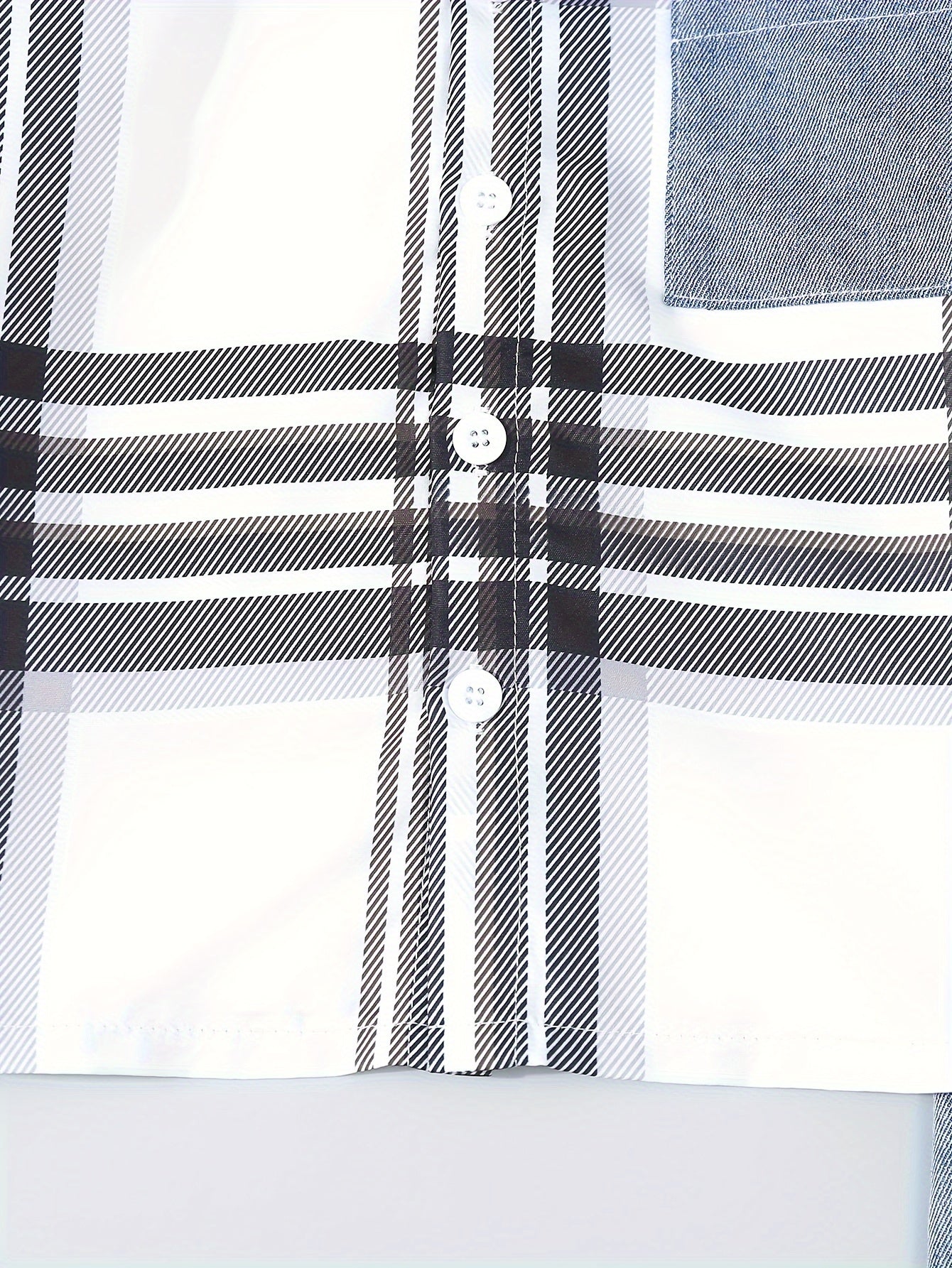 Boys' Casual Plaid Denim Shirt and Jeans Set Lightweight Polyester for Spring Fall