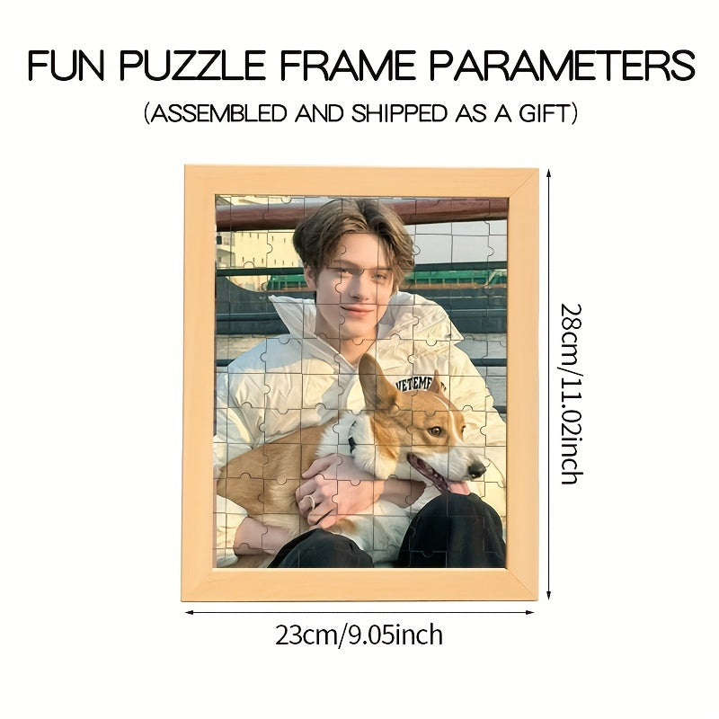 Personalized Wooden Photo Puzzle Frame for Couples with Custom Upload