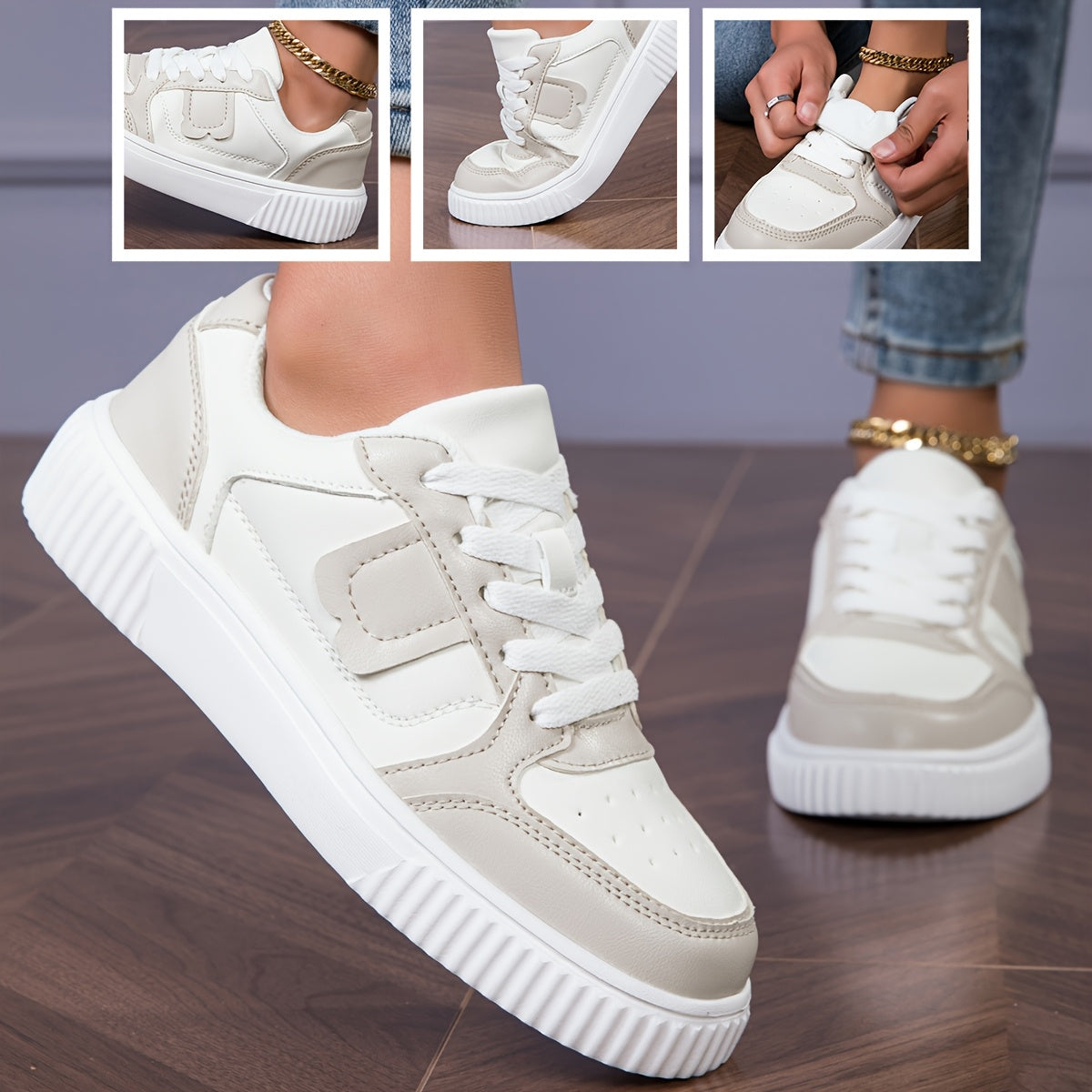 Women's Plus Size Lightweight Casual Sneakers with Thick Sole and Breathable Mesh