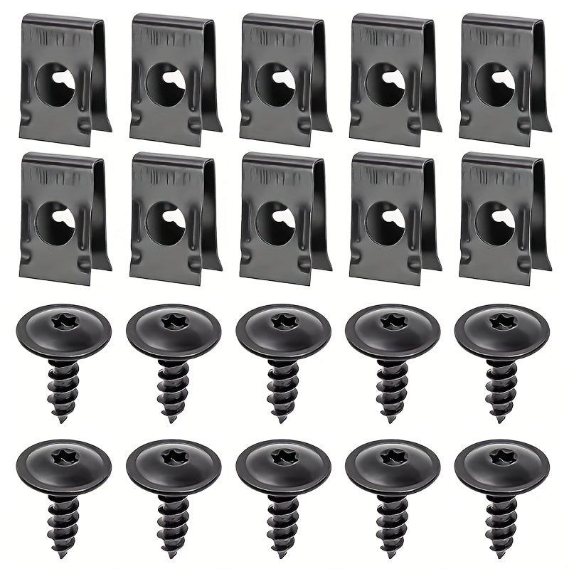 10/20 Pcs Metal U-Bolt Clips Car Body Bumper Baffle Fasteners Engine Hood Baffle Hardware