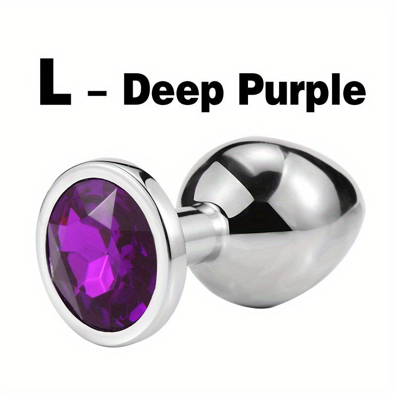 Adult Metal Anal Plug Butt Plug with Gem Base, Couples Sex Toy