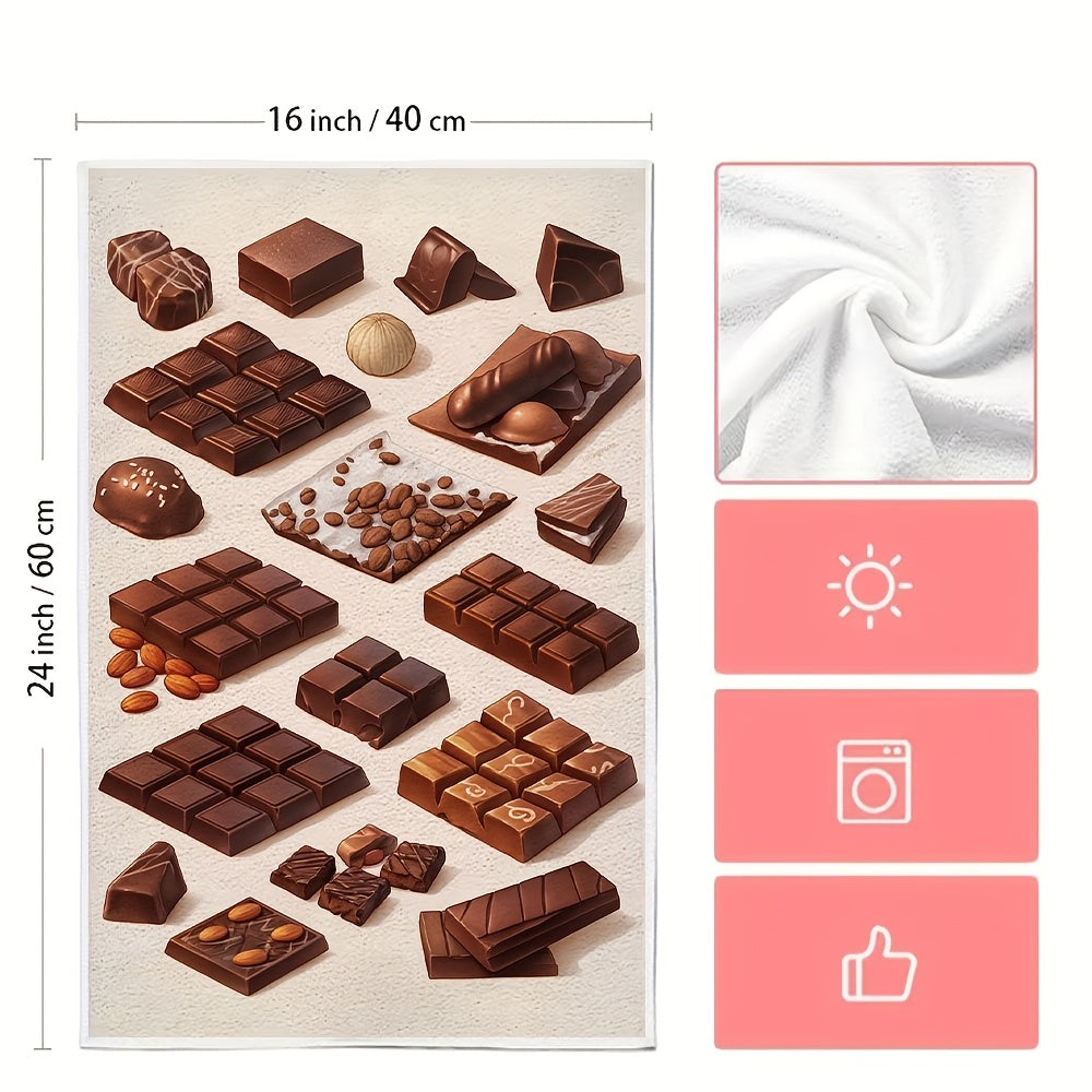 Set of 2 Ultra Soft Kitchen Towels and Gourmet Chocolate Bars 16x24 Inches