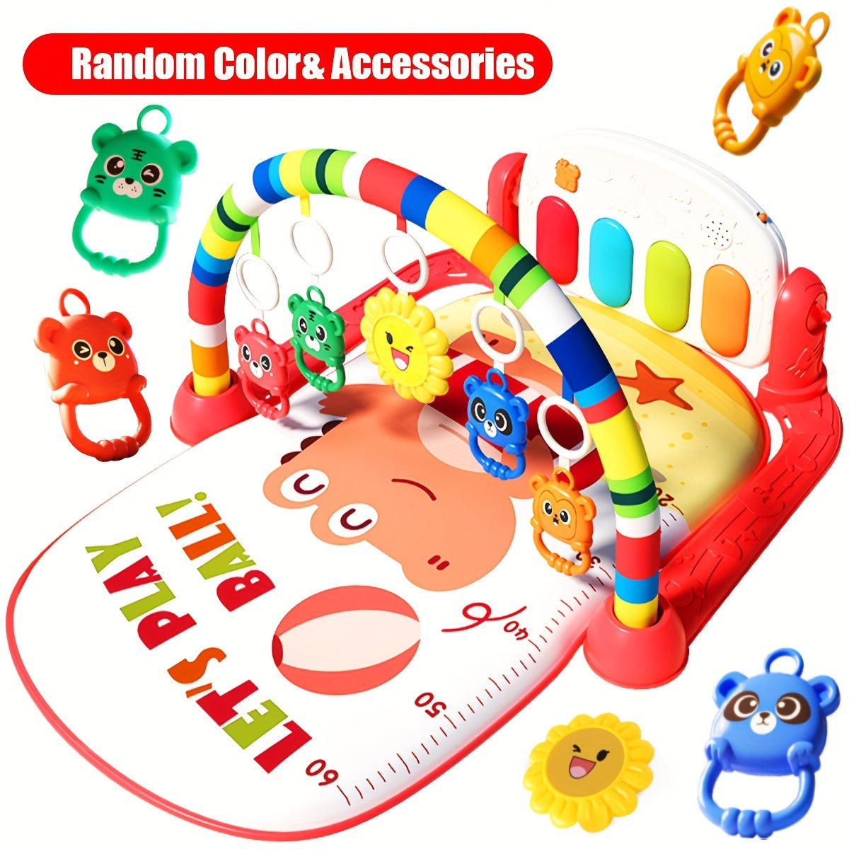 Infant Play Gym with Music and Piano Educational Activity Center for Ages 0-3 Polyester Mixed Color