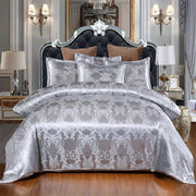 European-Style Satin Jacquard Quilt Cover Set with Pillowcases Bedding Set