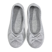 Women's Gray Ballerina Flats with Bow Non-Slip Soft Sole