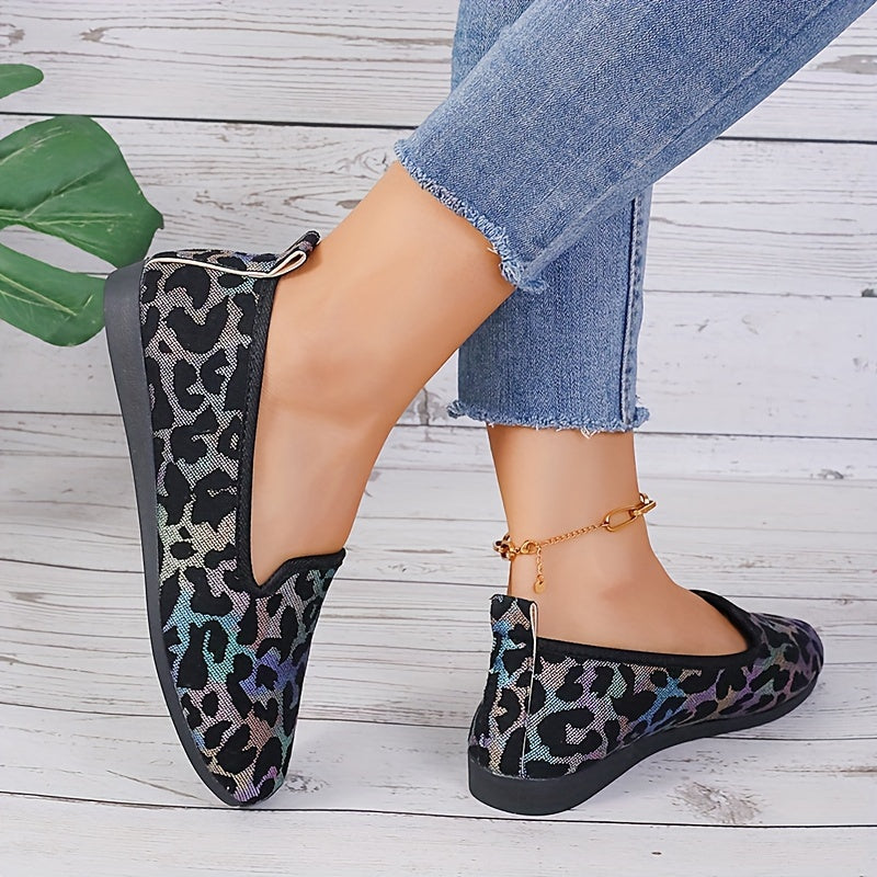 Women's Heart Pattern Slip-On Flats Fabric Shoes Comfortable All-Season