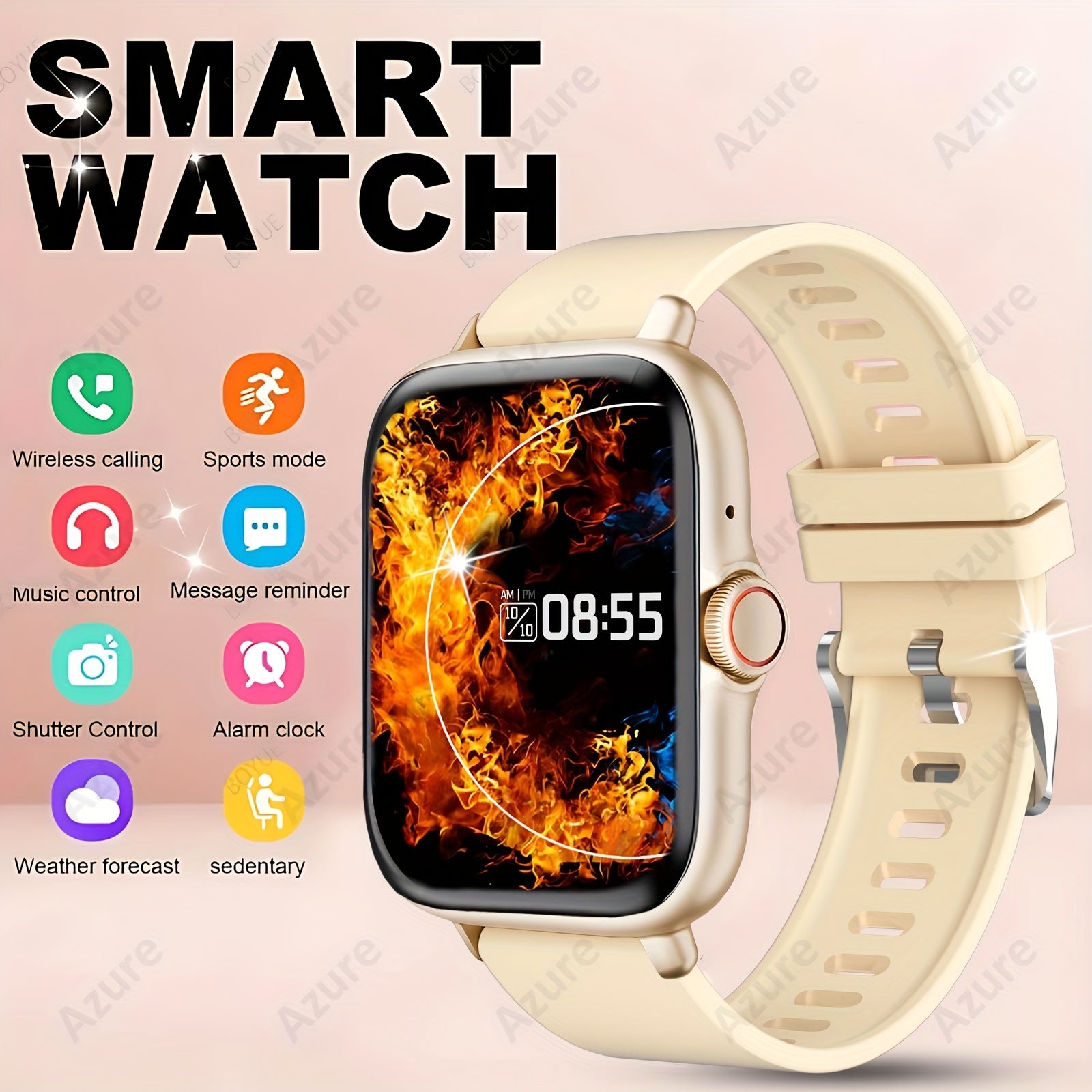 Reloj inteligente con pantalla táctil completa de 4.65cm con llamadas inalámbricas, recordatorios de texto, modos deportivos, cuerpo de metal