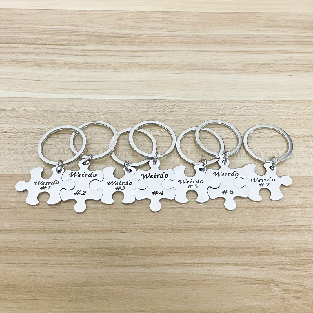 Set of 5-10 Engraved Stainless Steel Best Friends Puzzle Keychains for Graduation Christmas