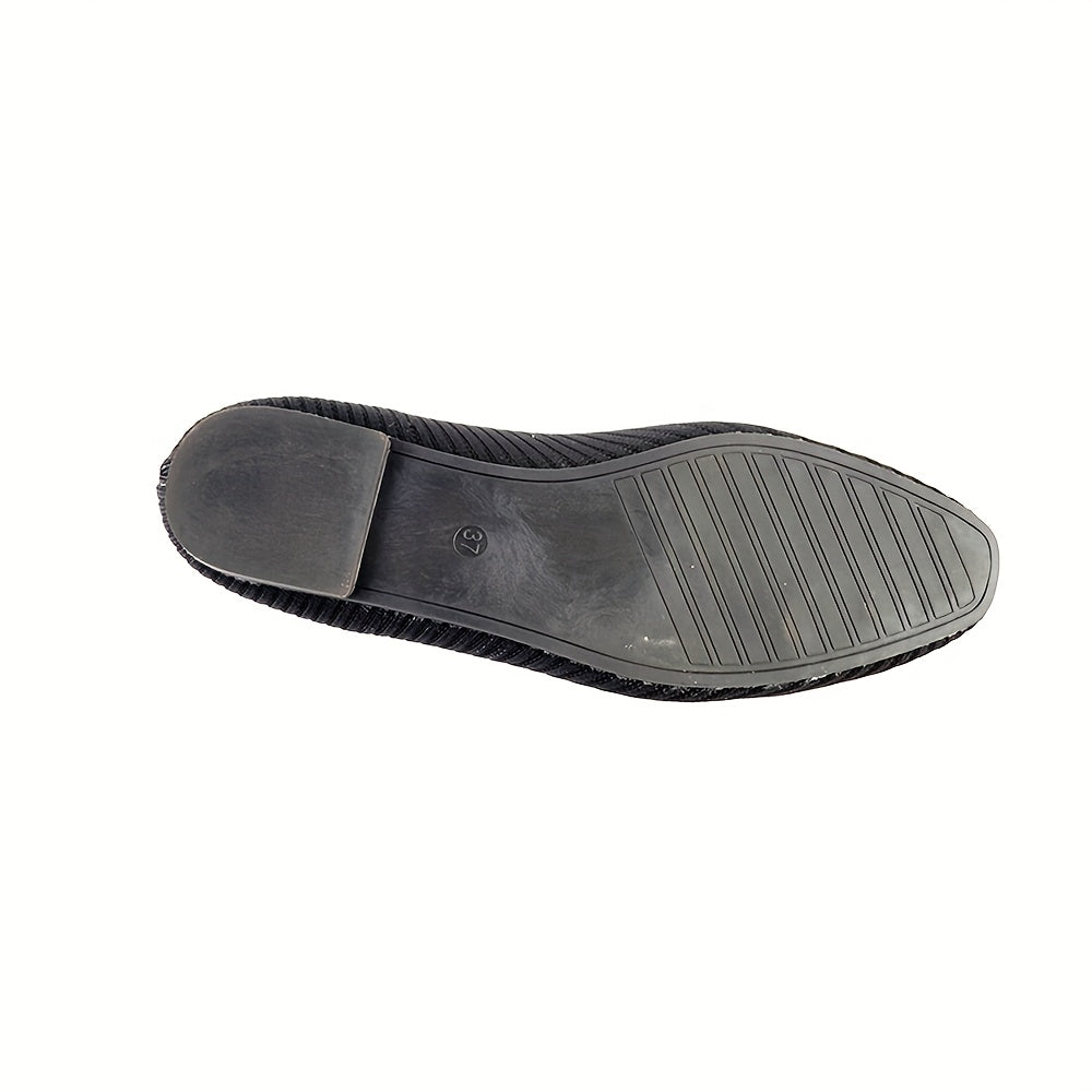 Women's Slip-On Ballet Flats Breathable Knit Black Lightweight Comfort