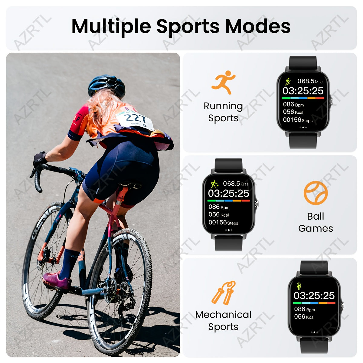 1.83-Inch Full Touch Screen Smartwatch with Call Message Pedometer Sports Modes Compatible with IOS Android