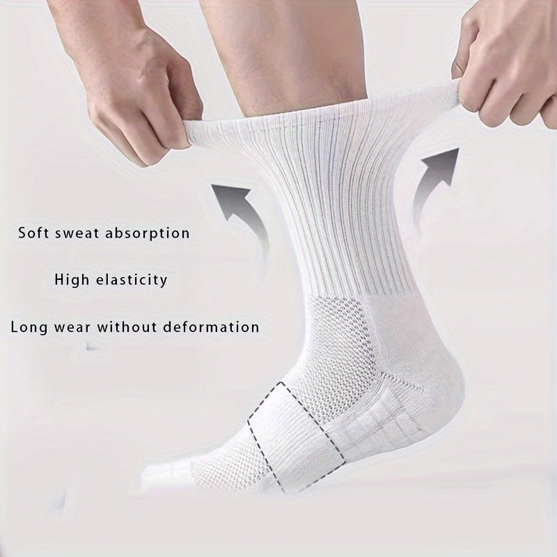 Men's Cotton Blend Mid-Length Sports Socks 5 Pairs Size US 6-9 Breathable Comfortable