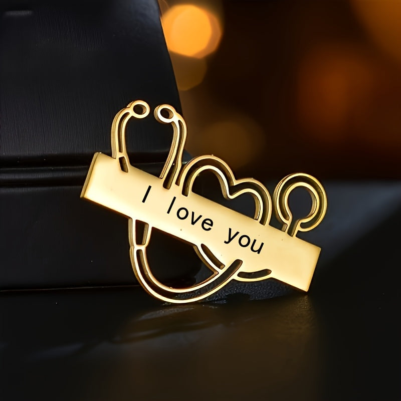 Stainless Steel Nameplate Brooch for Medical Professionals Engraved Elegant Jewelry
