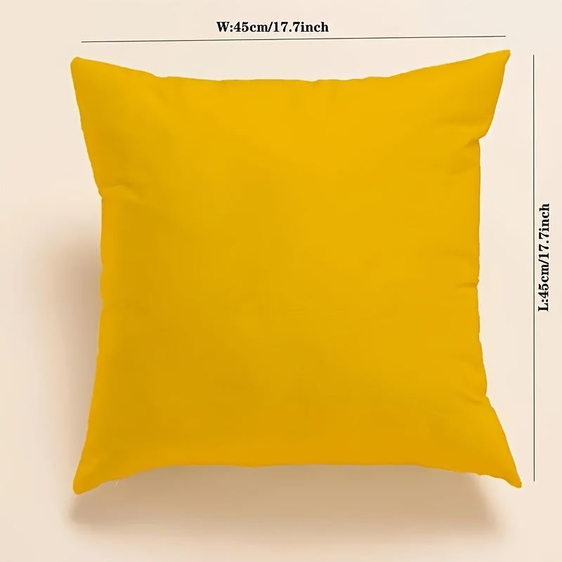 Yellow Contemporary Sofa Pillow Cover with Zipper Closure, Machine Washable