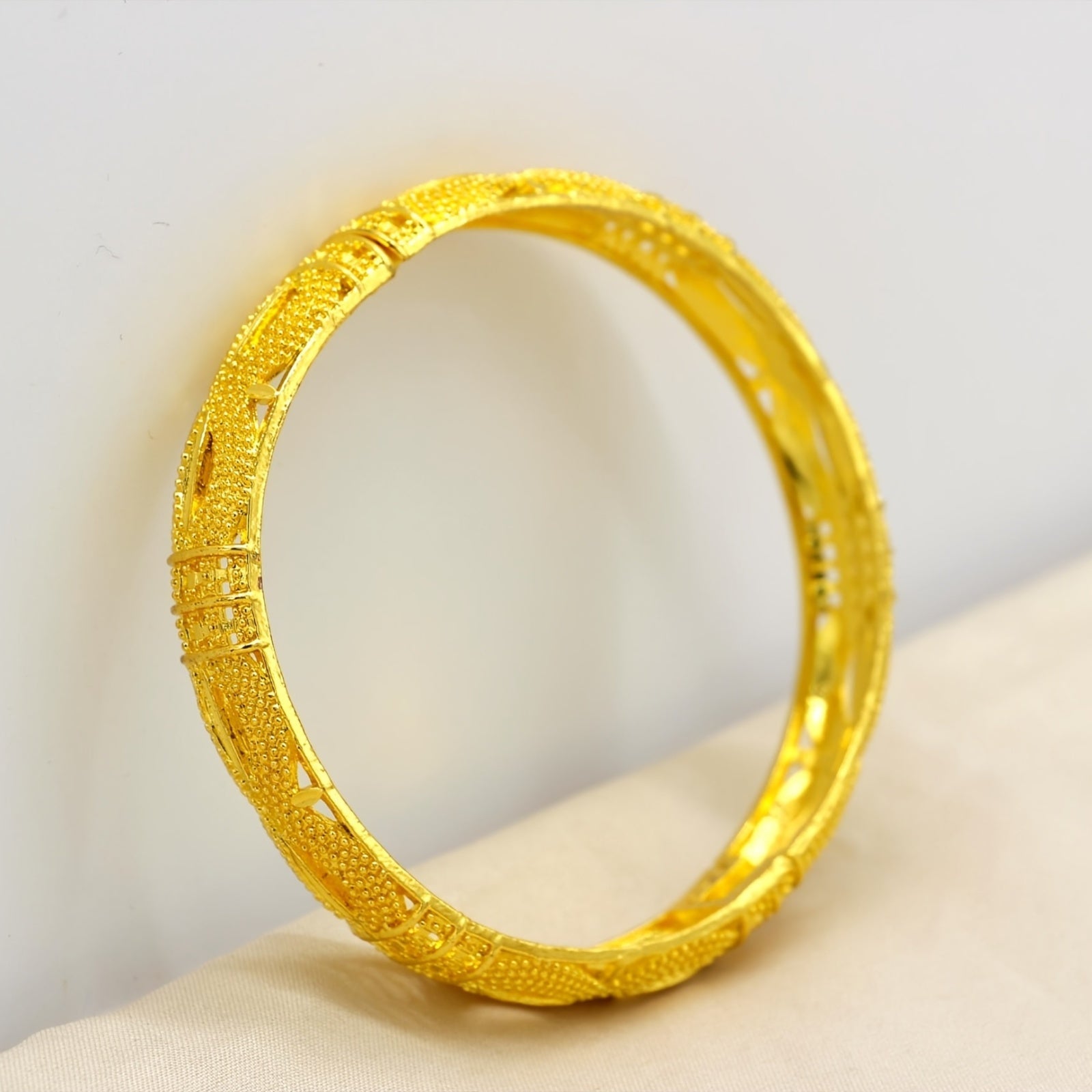 Tribal-Inspired 18K Plated Alloy Cuff Bracelet for Daily Wear and Weddings