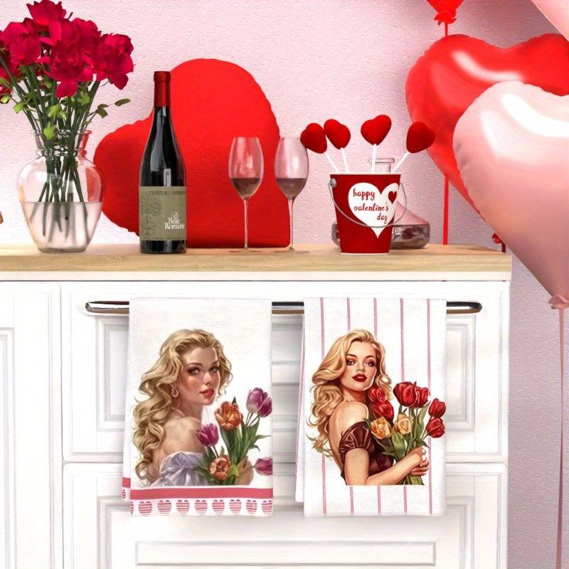 Набор из 2 кухонных полотенец Тюльпаны Блондинка Красота 45,72x66,04 см впитывающие