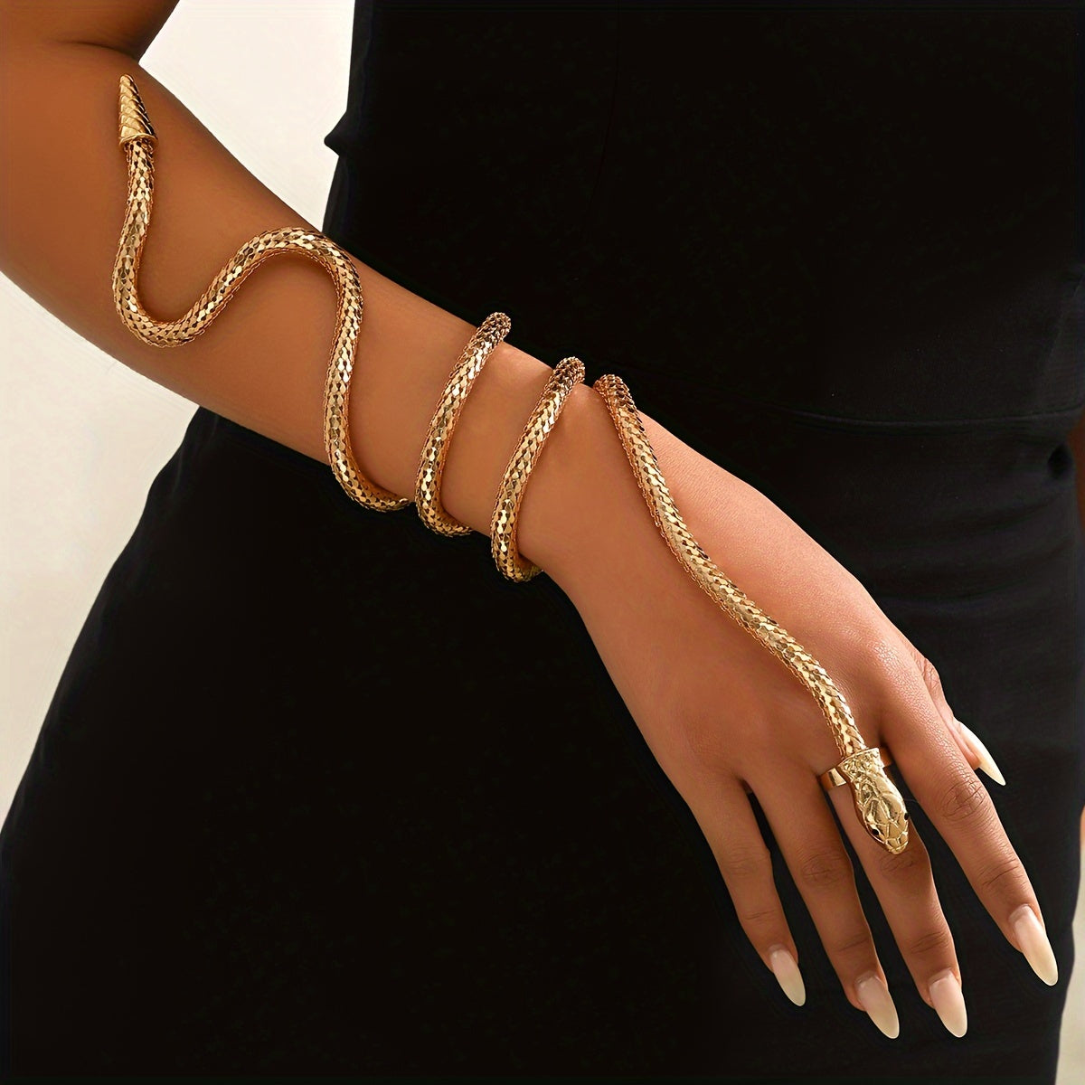 Gothic Hip-Hop Style Wrapable Rhinestone Finger Ring Bracelet for Men Women