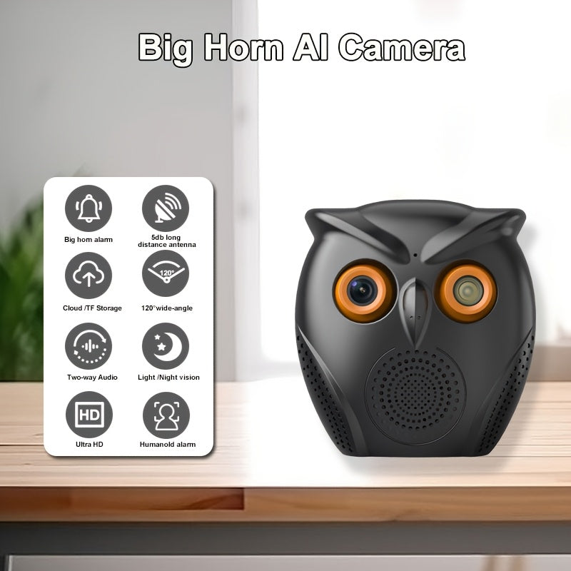 Owl-Shaped Indoor WiFi Security Camera with Night Vision 1080p HD USB Powered