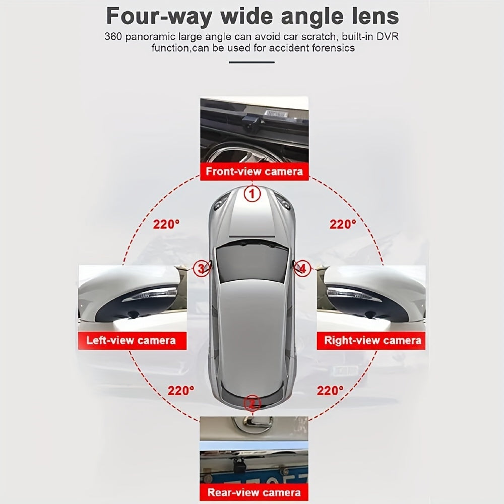 Система камеры для автомобиля 360 Панорамный обзор 1080P Ночное видение Без аккумулятора