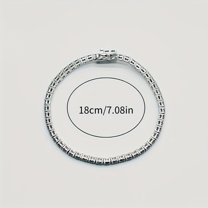 Sterling Silver Black Moissanite Tennis Bracelet 0.1ct Single Stone Gift Box