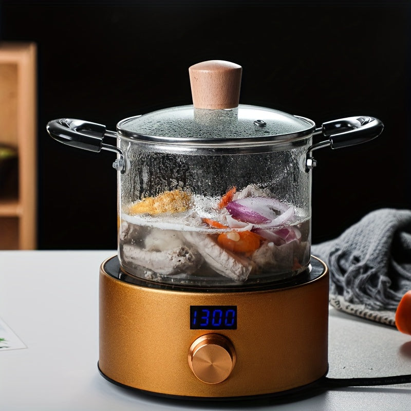 Shisha bug'lash potasi, yuqori sig'imli va ikkita tutqichi - ko'rinadigan dizayn, uy oshxonalarida va restoranlarda foydalanish uchun mukammal.